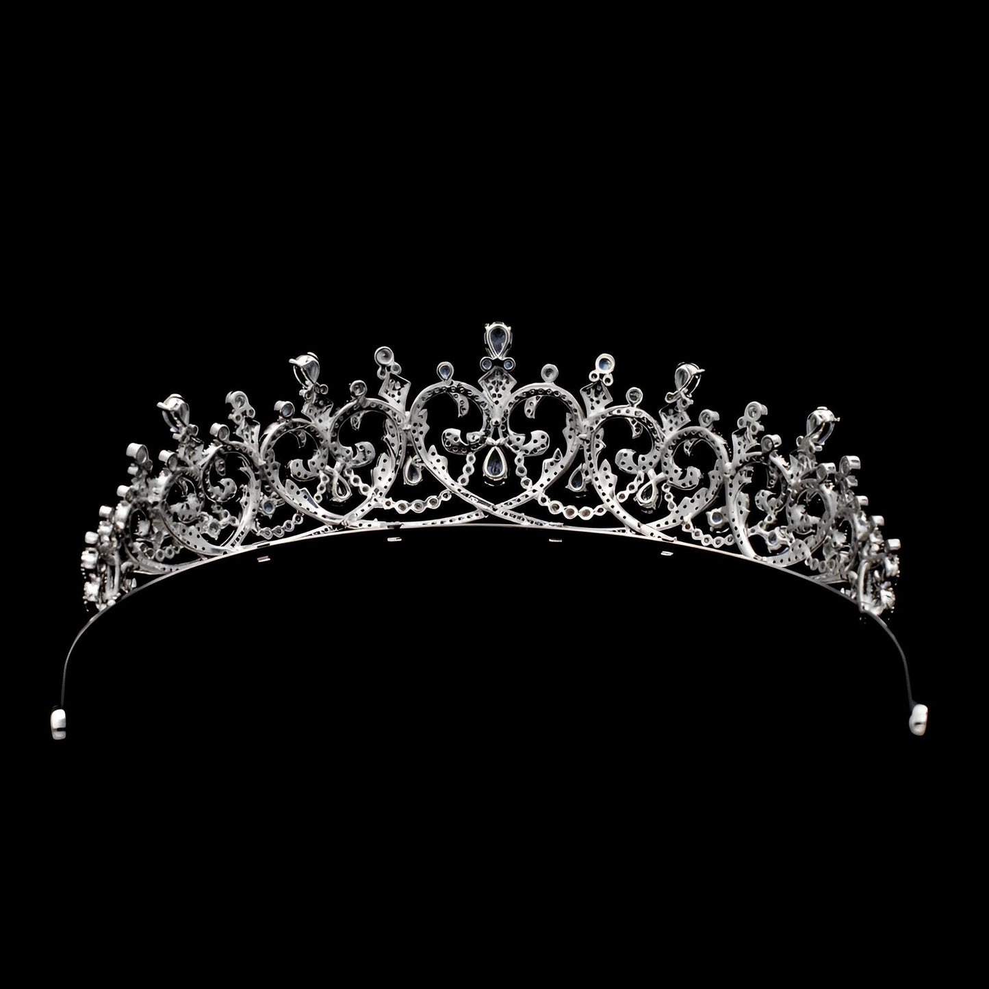 The Countess of Moy Royal Tiara Hearts Romantic Dainty Modern Wedding Crown Luxury Handmade CZ Diamond Bridal Headpiece Princess Style