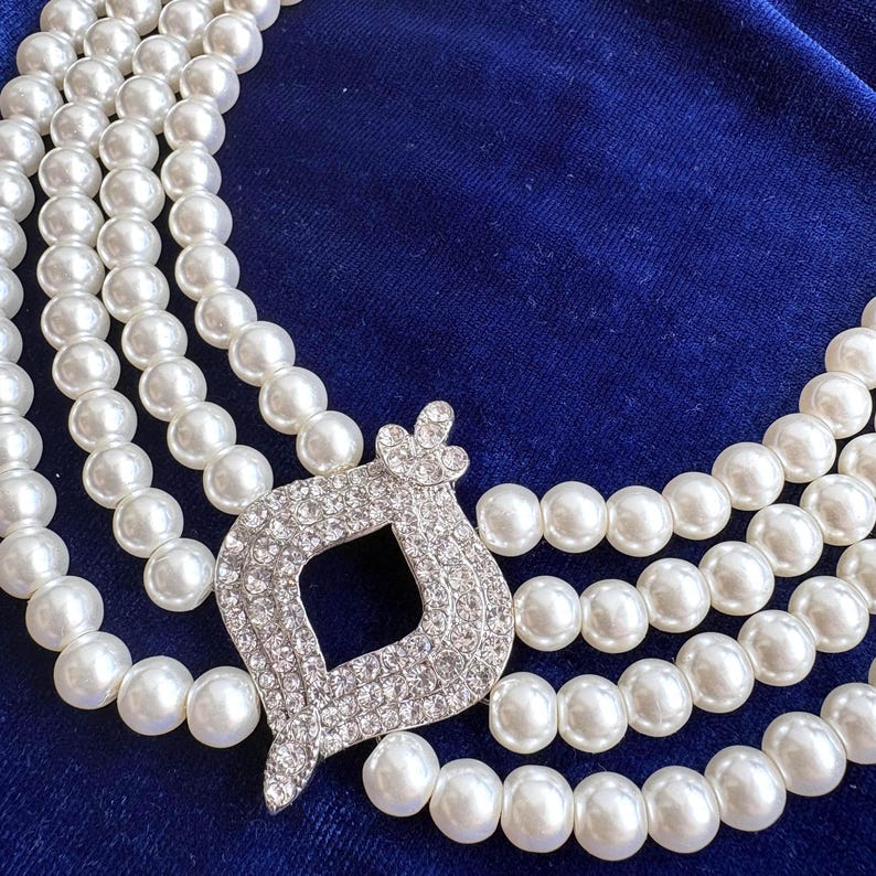 Queen Elizabeth II Japanese 4 Row Pearl Choker Replica