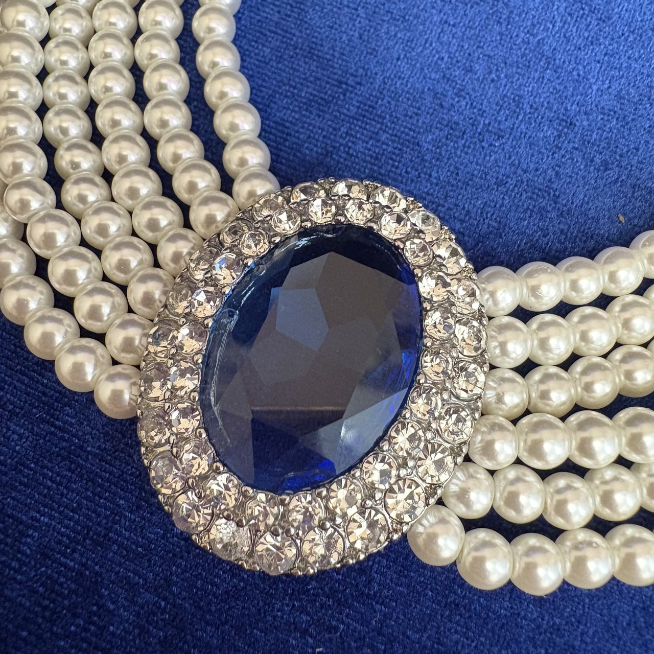 Princess Diana Blue Sapphire Pearl Choker Replica