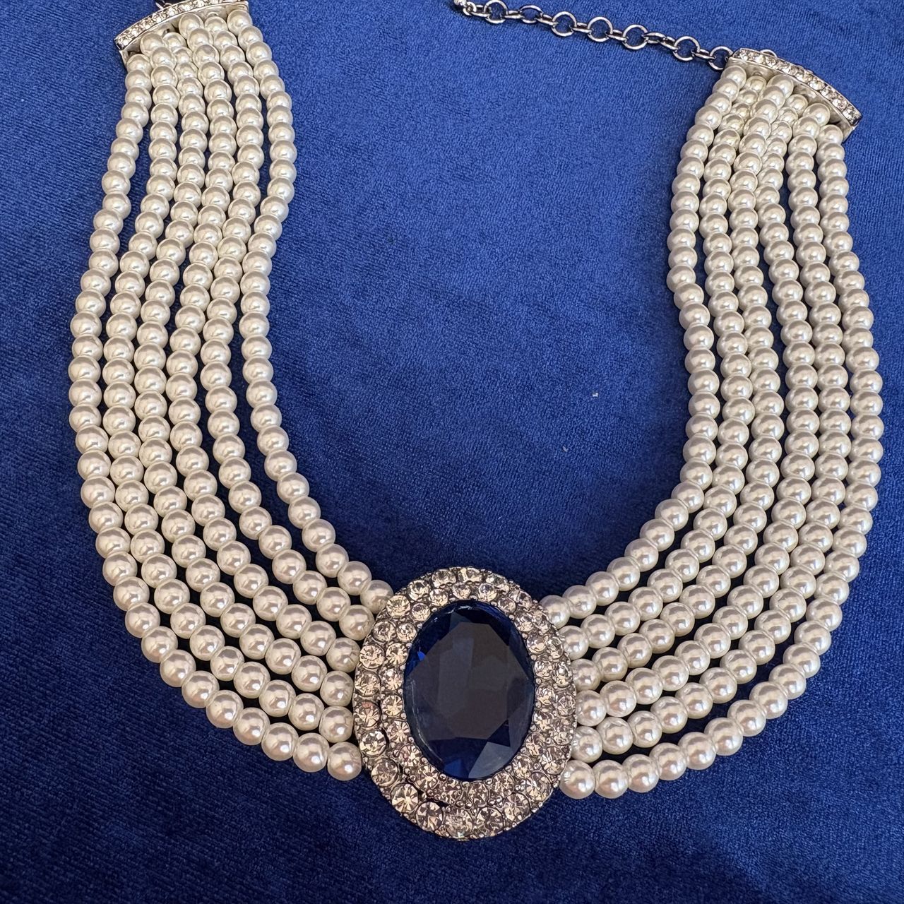 Princess Diana Blue Sapphire Pearl Choker Replica