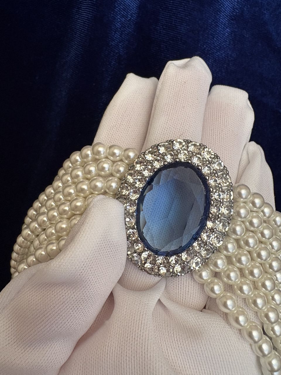 Princess Diana Blue Sapphire Pearl Choker Replica