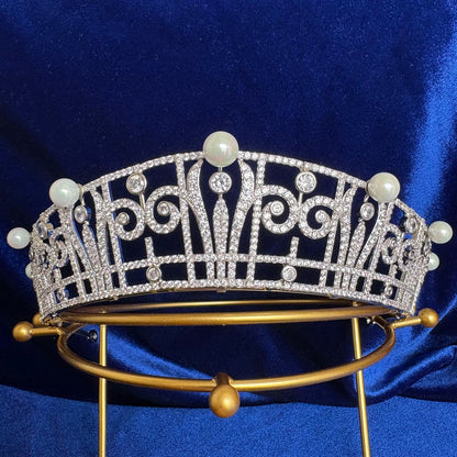 Princess Claire Pearl & Diamond Royal Tiara Belgian Crown Jewels