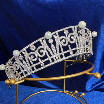 Princess Claire Pearl & Diamond Royal Tiara Belgian Crown Jewels