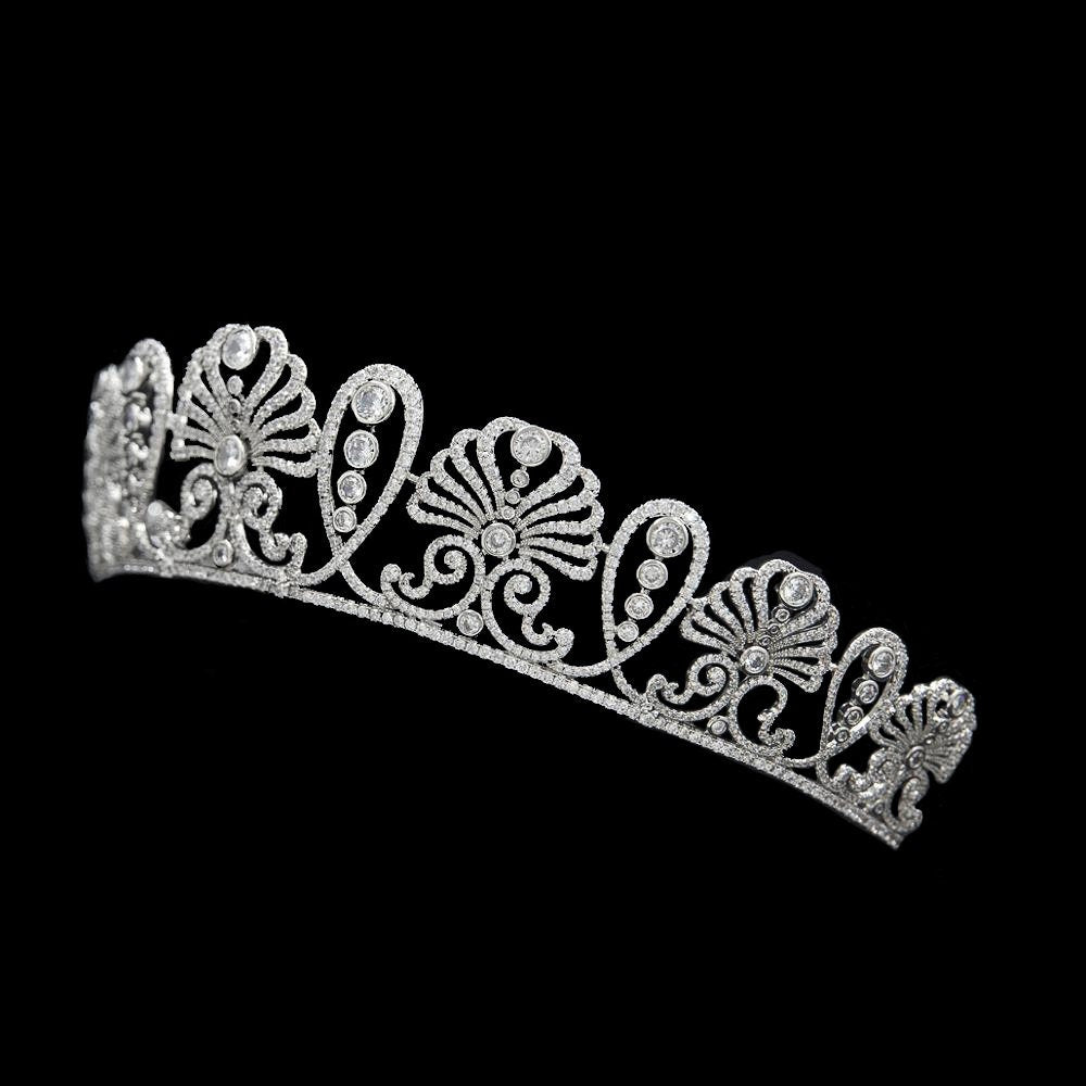Princess Chichibu's Honeysuckle Royal Tiara Classical Bridal Tiara Wedding Headpiece 5A Cubic Zirconia