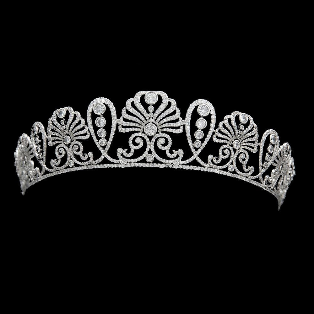 Princess Chichibu's Honeysuckle Royal Tiara Classical Bridal Tiara Wedding Headpiece 5A Cubic Zirconia