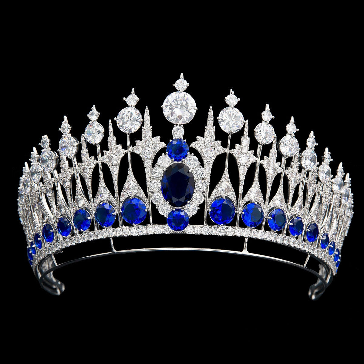 The Dutch Sapphire Parure Tiara - Queen Maxima Queen Beatrice - Royal Replica Luxury Wedding Crown 5A CZ Simulated Diamonds Ultra-Reflective