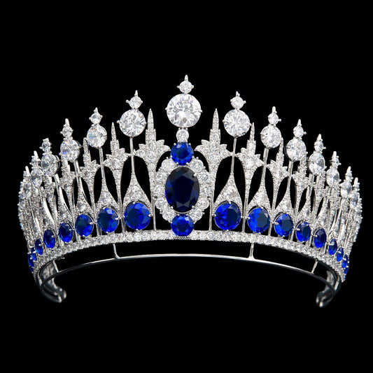 The Dutch Sapphire Parure Tiara - Queen Maxima Queen Beatrice - Royal Replica Luxury Wedding Crown 5A CZ Simulated Diamonds Ultra-Reflective