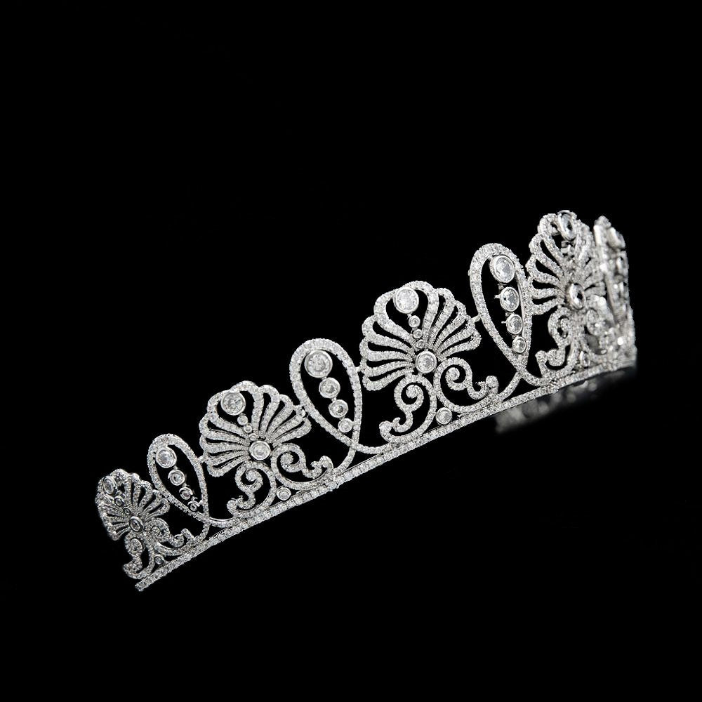 Princess Chichibu's Honeysuckle Royal Tiara Classical Bridal Tiara Wedding Headpiece 5A Cubic Zirconia