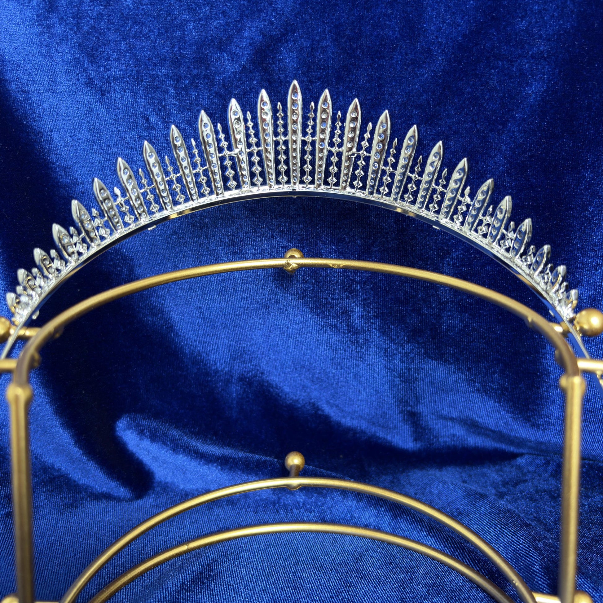 Cubic Zirconia Bridal Fringe Wedding Crown Silver Bridal Tiara Princess Style Classic Luxury Diadem for Bride Headpiece for Ball Prom