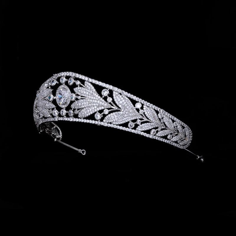 Simulated Diamond CZ Wedding Crown Grand Duchess Adelaide's Royal Tiara Ultra Reflective Heirloom Quality Bridal Crown Elegant Classic Style