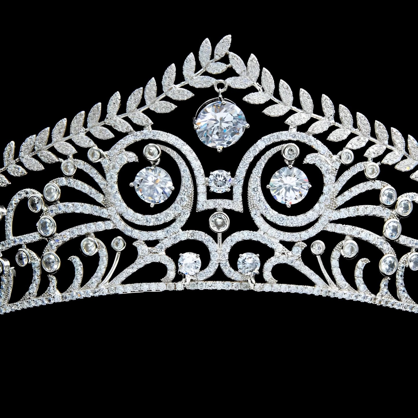 The Brunswick Royal Reproduction Tiara Simulated Diamond CZ Wedding Crown Luxury Classical Regal Style Silver Sparkly Headpiece for Bride