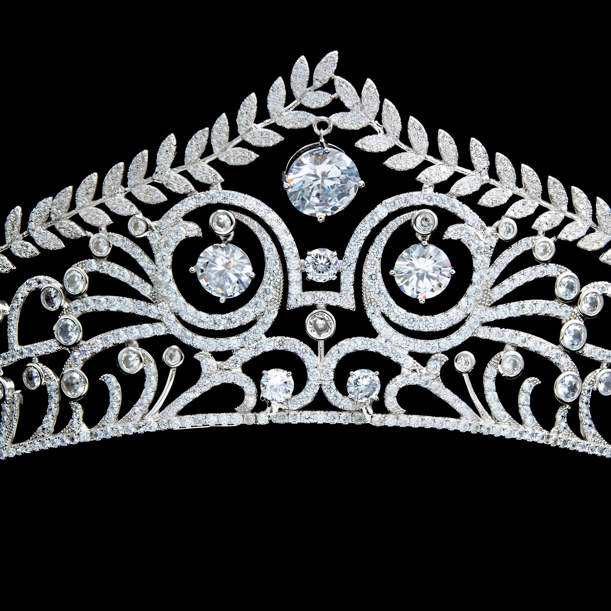 The Brunswick Royal Reproduction Tiara Simulated Diamond CZ Wedding Crown Luxury Classical Regal Style Silver Sparkly Headpiece for Bride