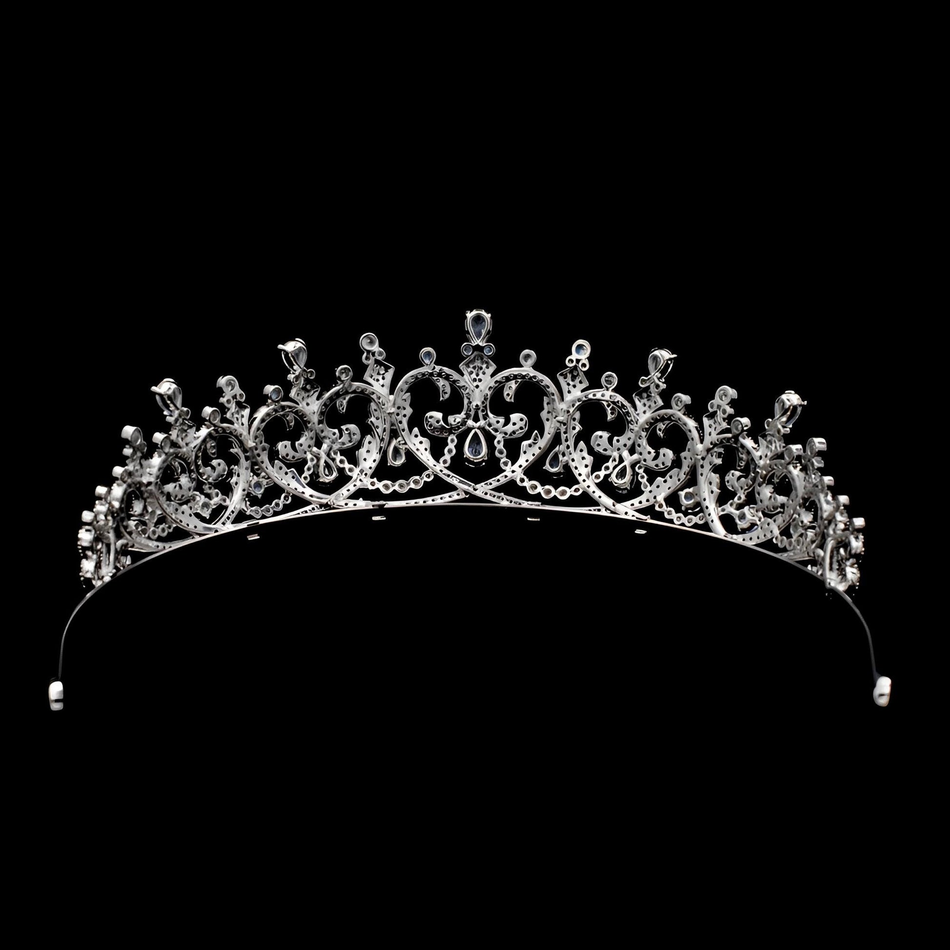 The Countess of Moy Royal Tiara Hearts Romantic Dainty Modern Wedding Crown Luxury Handmade CZ Diamond Bridal Headpiece Princess Style