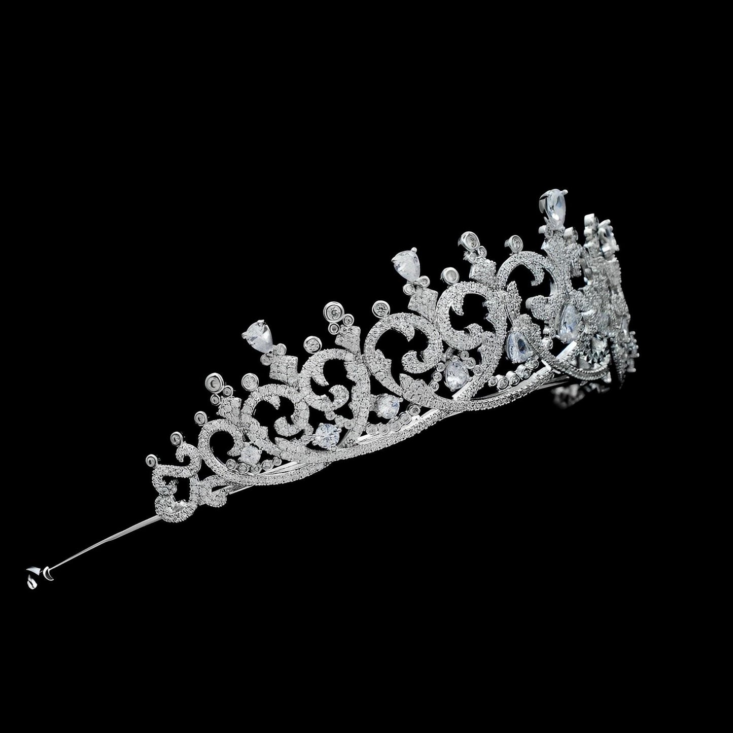 The Countess of Moy Royal Tiara Hearts Romantic Dainty Modern Wedding Crown Luxury Handmade CZ Diamond Bridal Headpiece Princess Style