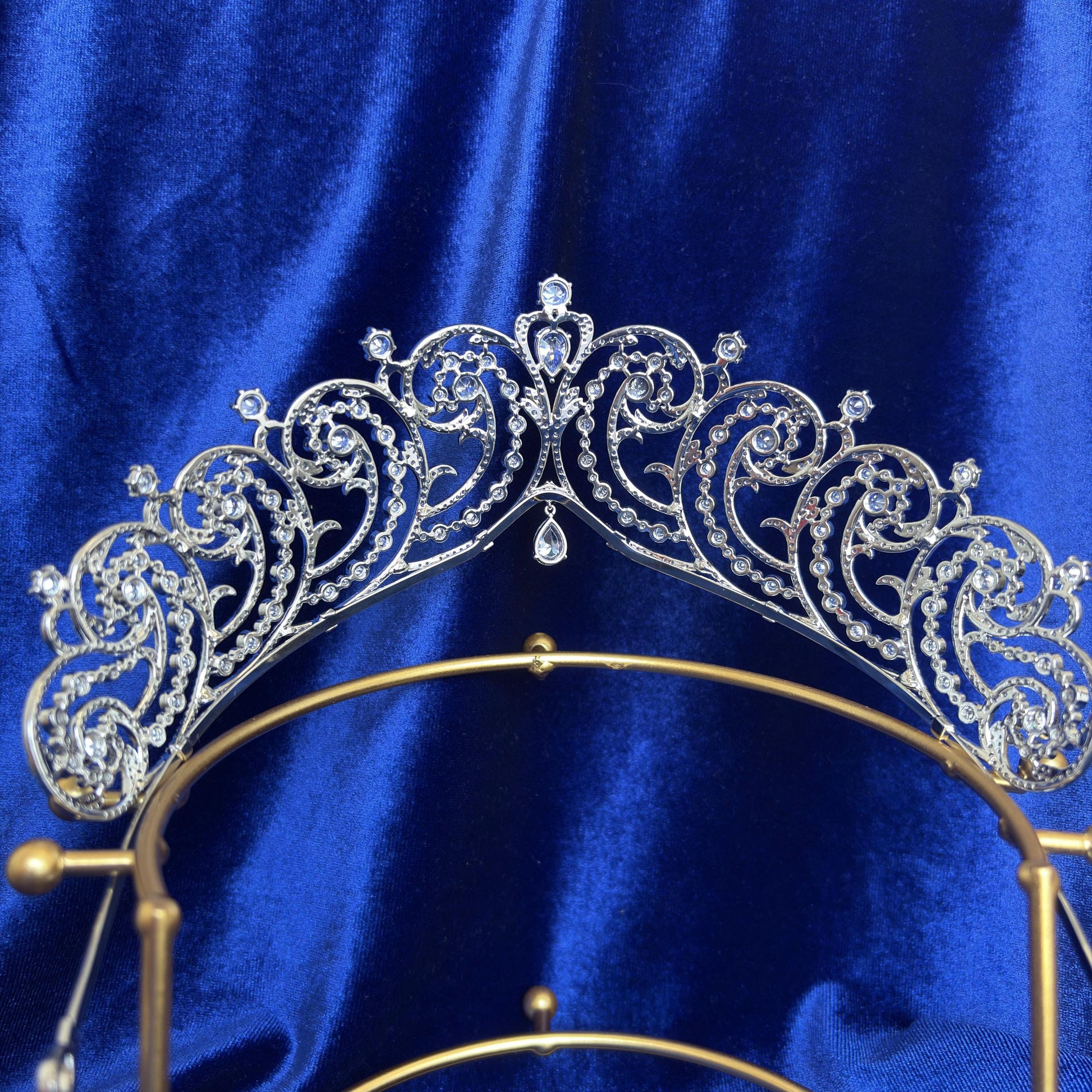 The Essex Tiara American Diamond Cubic Zirconia British Royal Jewelry Luxury Silver Bridal Crown Classic Elegant Wedding Handmade Headpiece