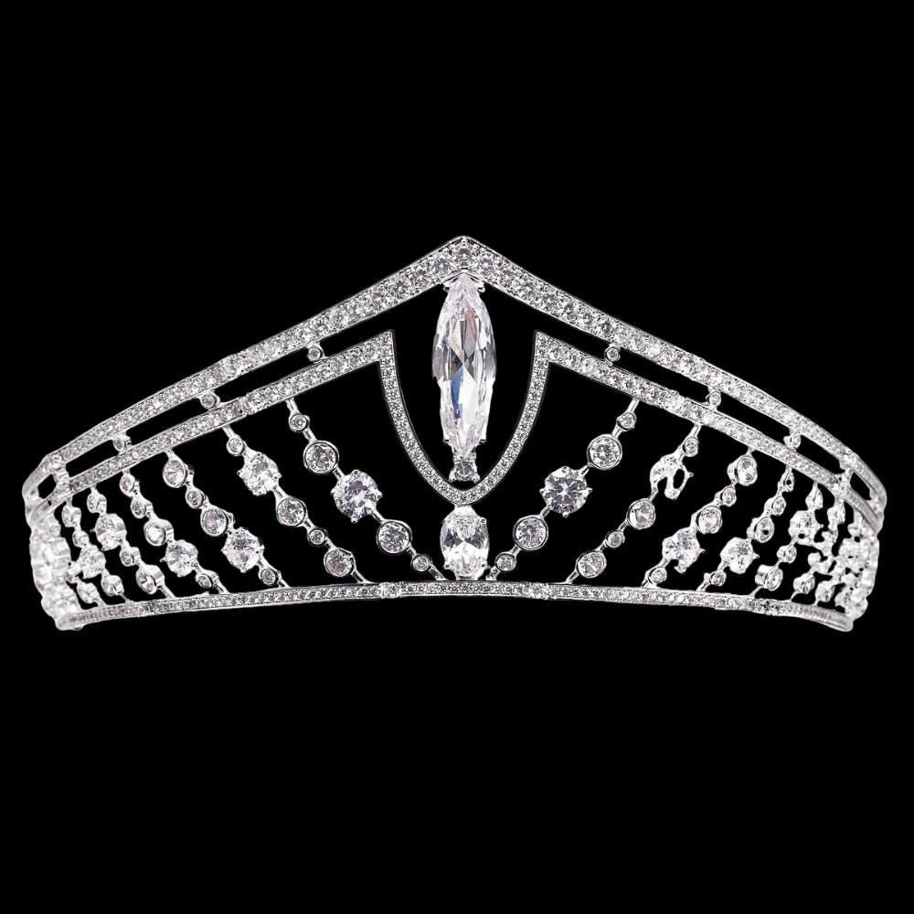 30 hours excellent craftmanship Luxury Elegant Wedding Crown High Jewellery Royal Replica Bridal Tiara Ultra Reflective Simulated Diamond CZ