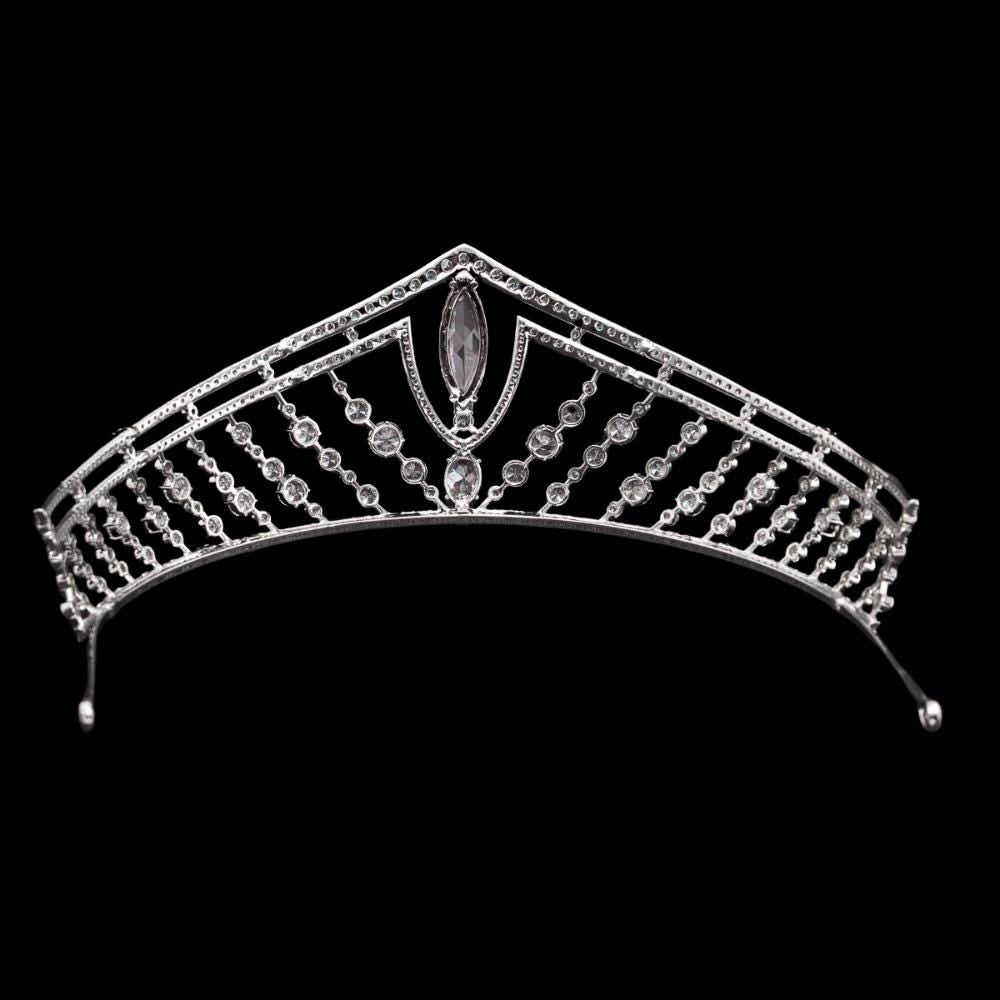 30 hours excellent craftmanship Luxury Elegant Wedding Crown High Jewellery Royal Replica Bridal Tiara Ultra Reflective Simulated Diamond CZ