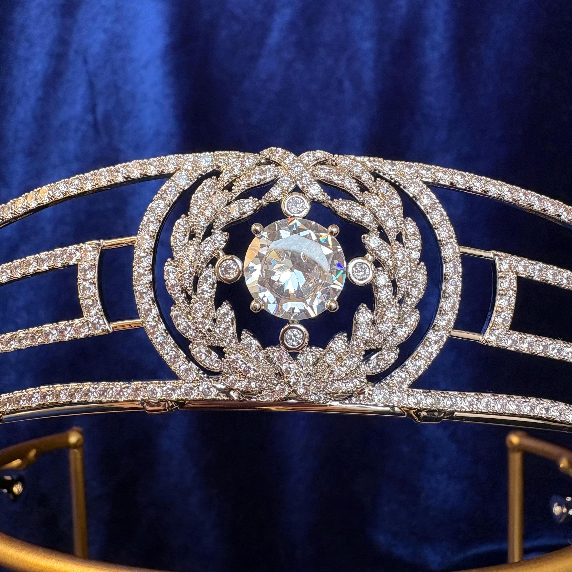 Princess Andrew's Meander Tiara Greek Royal Crown Cubic Zirconia Real American Diamond Bridal Headpiece Minimal Modern Elegant Unique Style