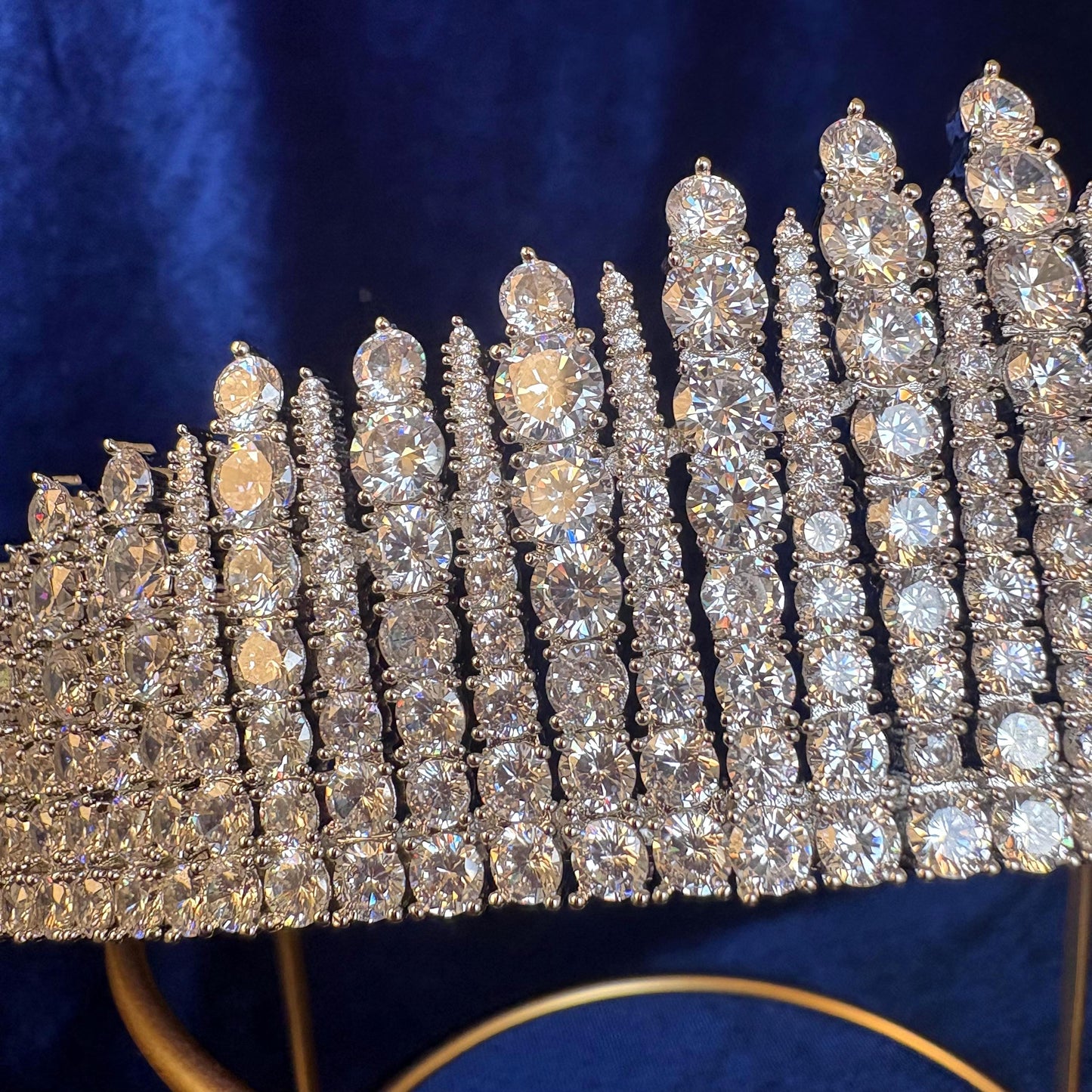 CZ Diamond High End Wedding Crown Cubic Bridal Real Tiara Zirconia British Royal Style Luxury Classic Prom Ball Event Headpiece