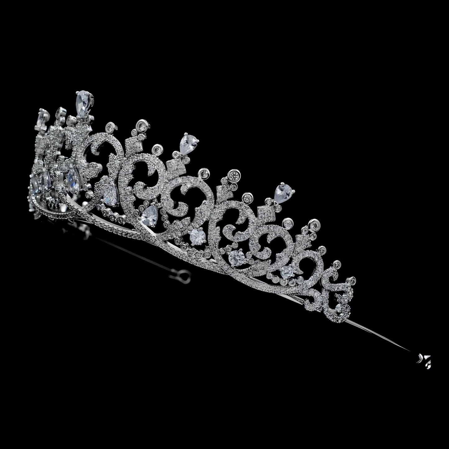 The Countess of Moy Royal Tiara Hearts Romantic Dainty Modern Wedding Crown Luxury Handmade CZ Diamond Bridal Headpiece Princess Style