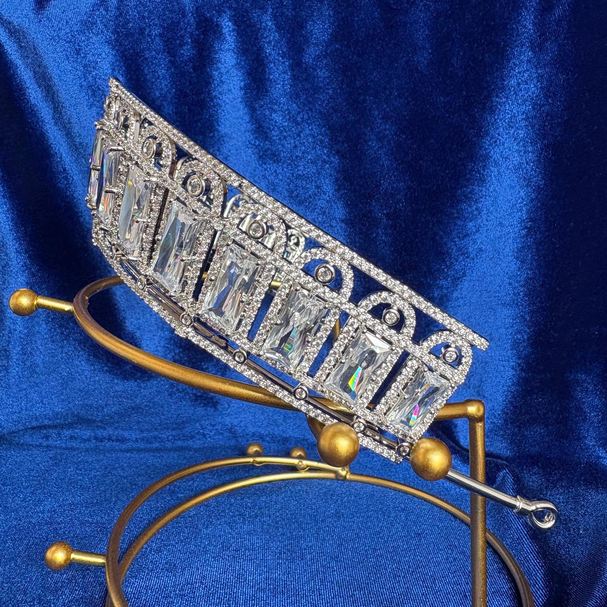 The Russian Aquamarine Kokoshnik Tiara Art Deco CZ Elegant Wedding Crown Bridal Headpiece Royal Replica Art Deco Fairytale Diadem Handmade