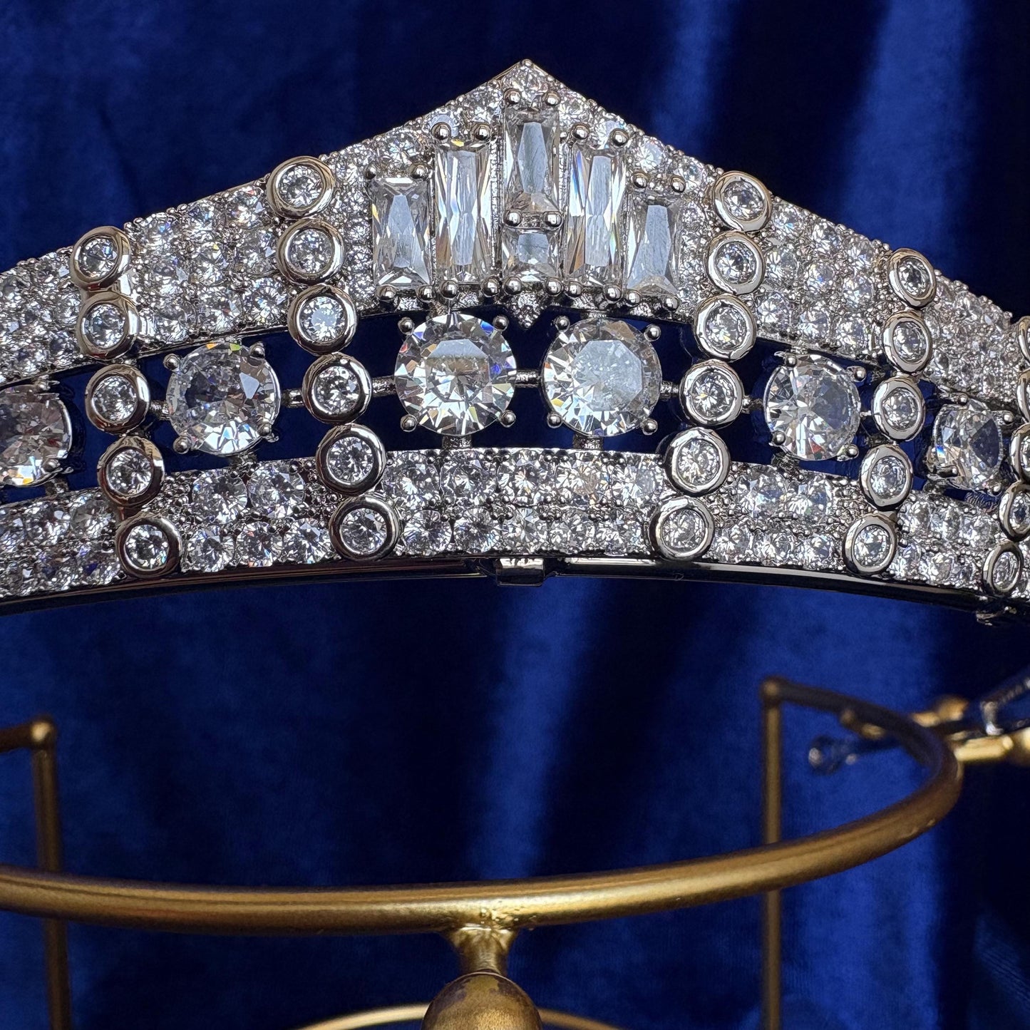 Duchess of Calabria's Ruby Royal Bridal Tiara Luxury Cubic Zirconia Minimal Elegant Wedding Crown Princess Style Silver Colour Headpiece