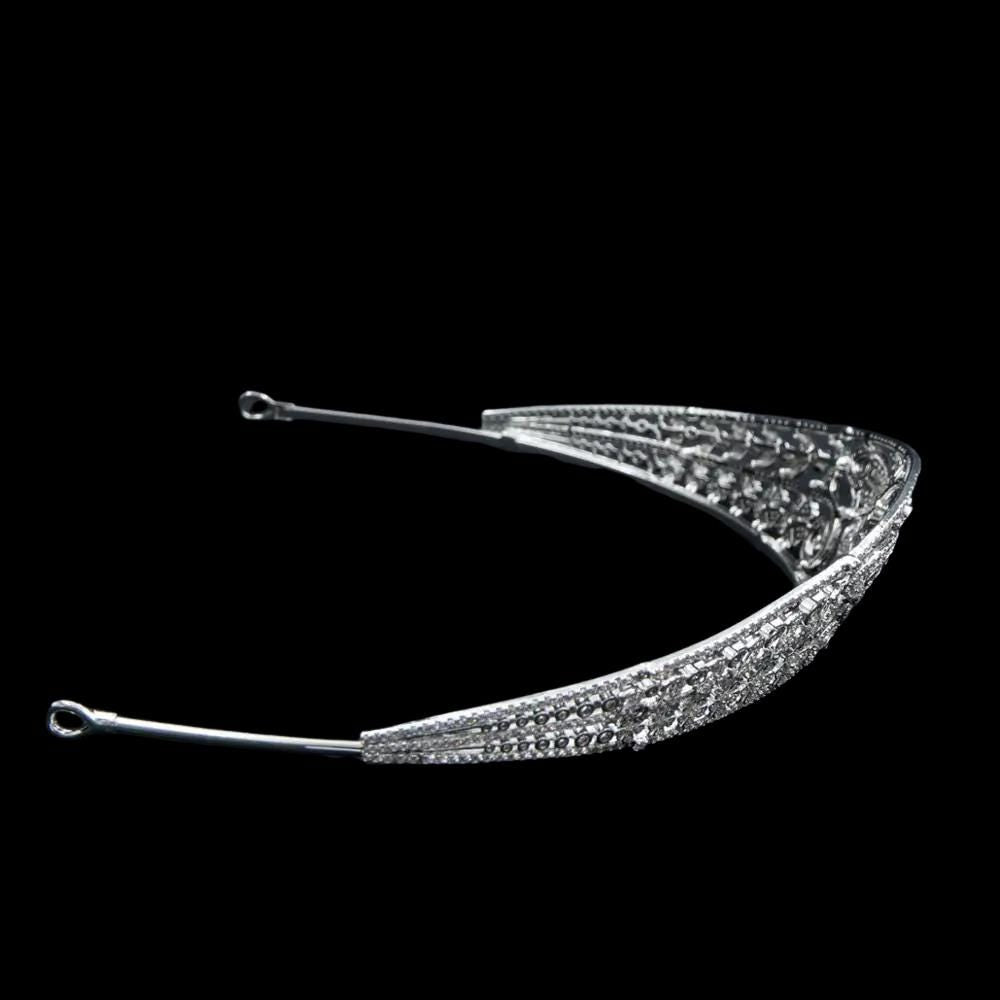 Butterfly Wedding Crown Sprign Nature Themed Bridal Tiara Scroll Dainty Elegant Minimal Style Diamond CZ Headpiece Modern Floral Details