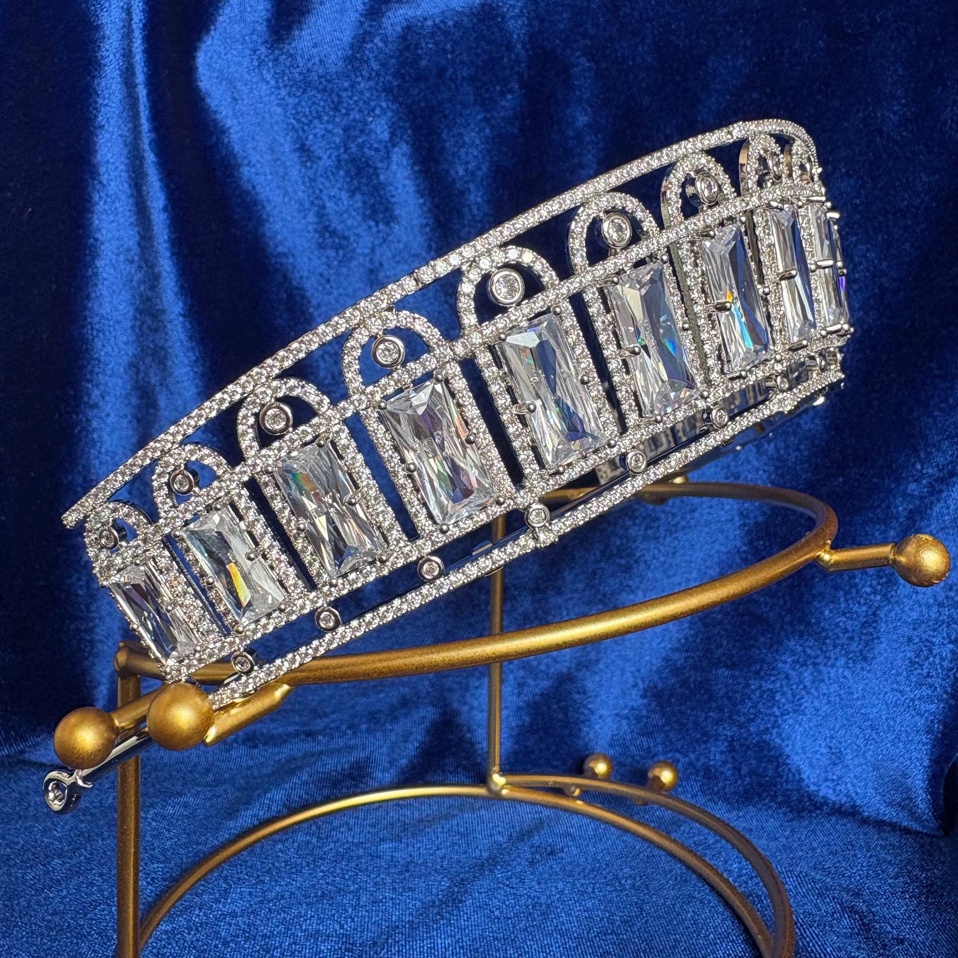 The Russian Aquamarine Kokoshnik Tiara Art Deco CZ Elegant Wedding Crown Bridal Headpiece Royal Replica Art Deco Fairytale Diadem Handmade
