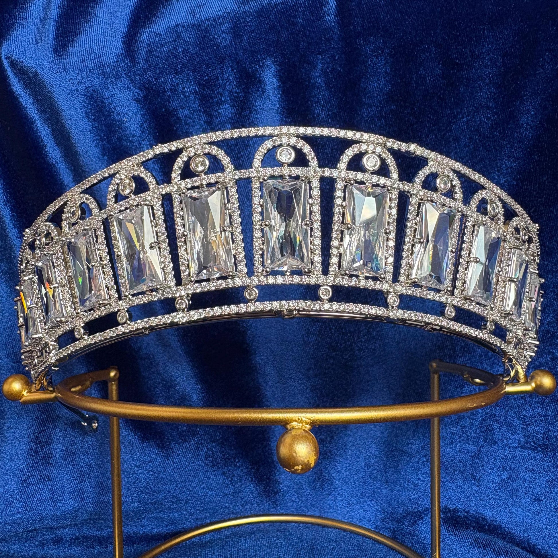 The Russian Aquamarine Kokoshnik Tiara Art Deco CZ Elegant Wedding Crown Bridal Headpiece Royal Replica Art Deco Fairytale Diadem Handmade