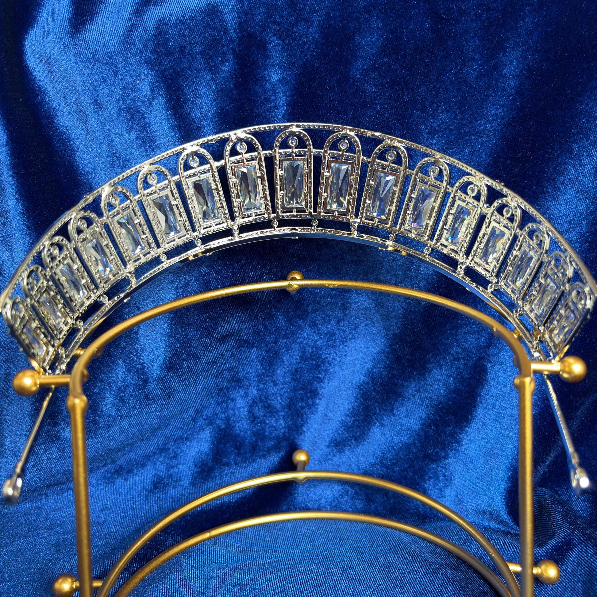 The Russian Aquamarine Kokoshnik Tiara Art Deco CZ Elegant Wedding Crown Bridal Headpiece Royal Replica Art Deco Fairytale Diadem Handmade