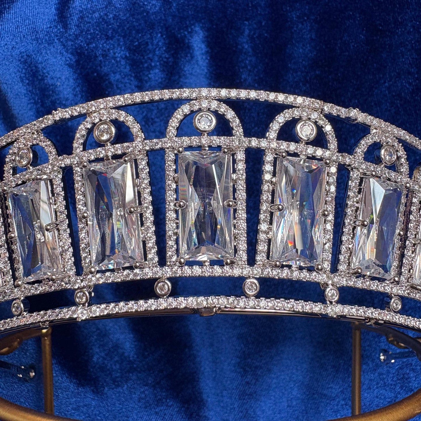 The Russian Aquamarine Kokoshnik Tiara Art Deco CZ Elegant Wedding Crown Bridal Headpiece Royal Replica Art Deco Fairytale Diadem Handmade