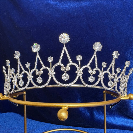 The Sayn-Wittgenstein-Berleburg Diamond Spike Tiara Elegant Sparkling Bridal Headpiece Minimal Vintage Style Royal Wedding Crown CZ Diamond