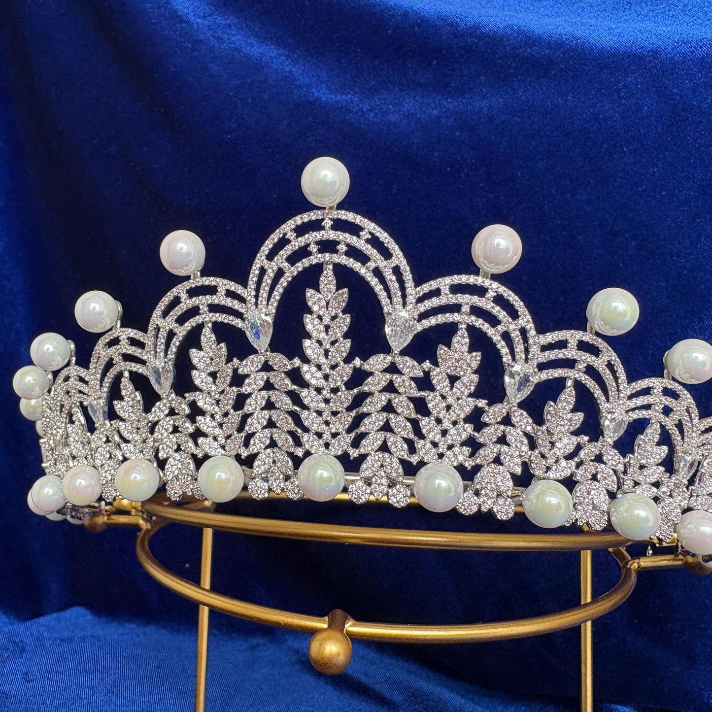 The Fermoy British Royal Wedding Tiara Pearl Vintage Queen Style Elegant Bridal Headpiece Luxury CZ Handcrafted Victorian Bridal Diadem