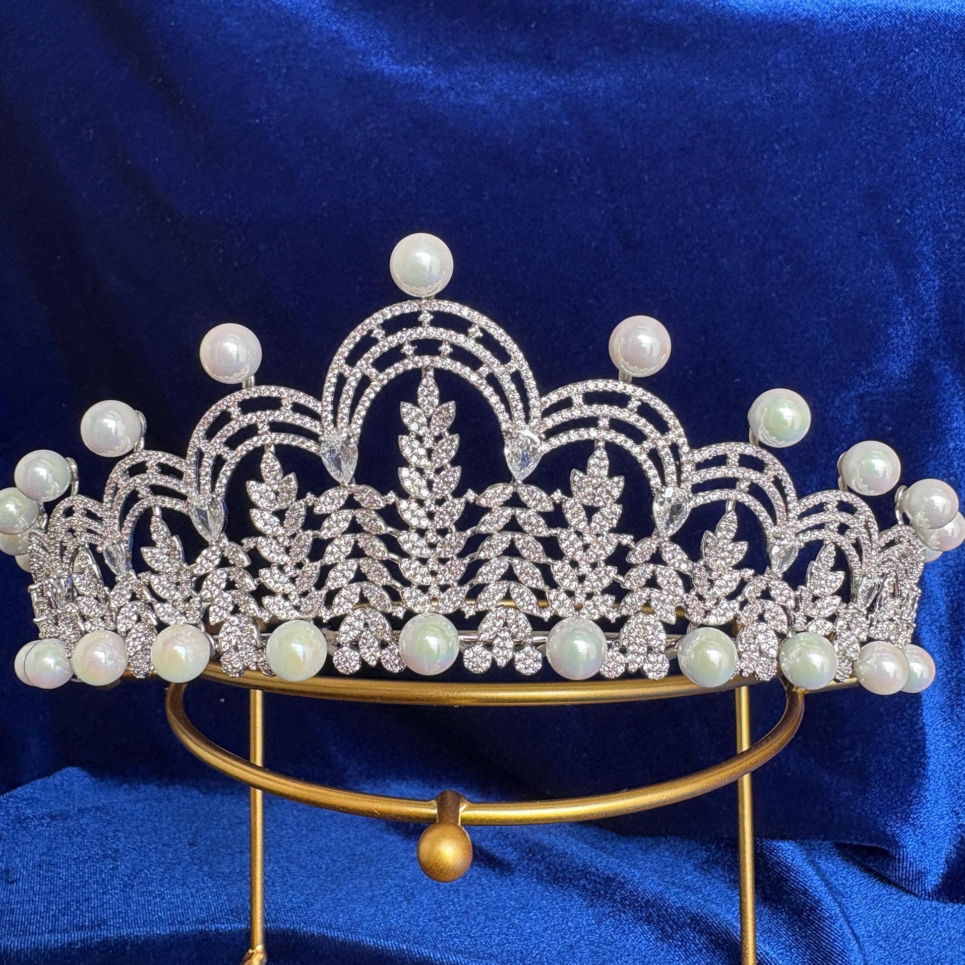 The Fermoy British Royal Wedding Tiara Pearl Vintage Queen Style Elegant Bridal Headpiece Luxury CZ Handcrafted Victorian Bridal Diadem