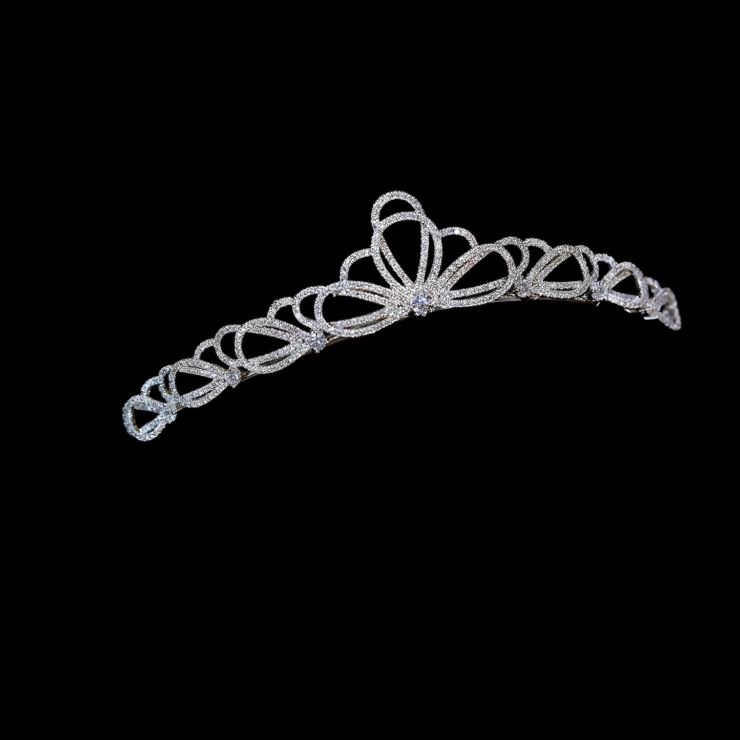 Delicate Ribbon Elegant Dainty Modern Minimal Bridal Tiara Bow Wedding Crown Full CZ Diamond Luxury Handmade Headpiece for Minimalist Bride