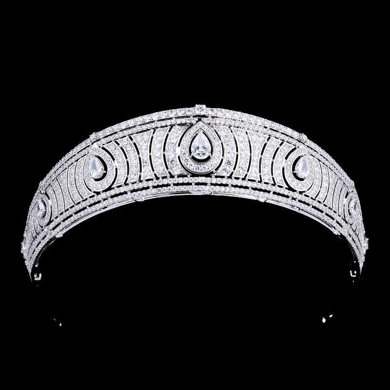Art Deco Bandeu Tiara Vintage Antique Sytle Statement Wedding Crown Geometric 1920's Bridal Headpiece Ultra Reflective CZ Premium Tiara