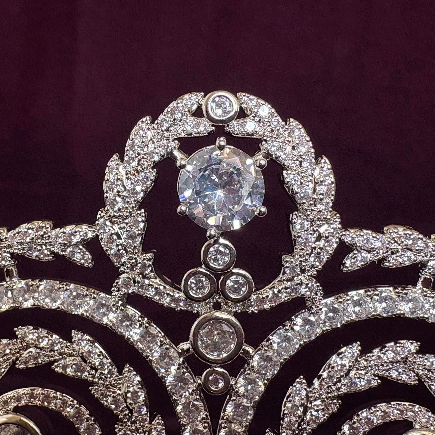 Art Nouveau Glamorous Silver Filigre Swirl Sprial Wedding Tiara for Bridal or Pageant Cubic Zirconia Handmade Regal Crown