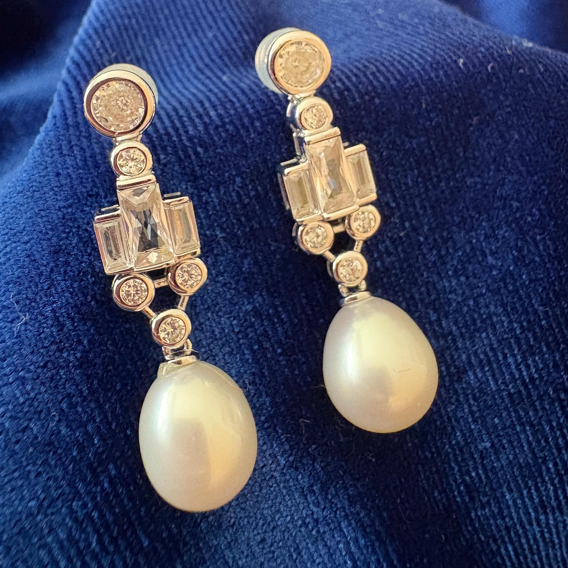 Drop Pearl Every Day Elegant Earrings Cubic Zirconia Statement 925 Sterling Silver Daily Jewelry Formal Classic Style Studs Pearl Jewelry