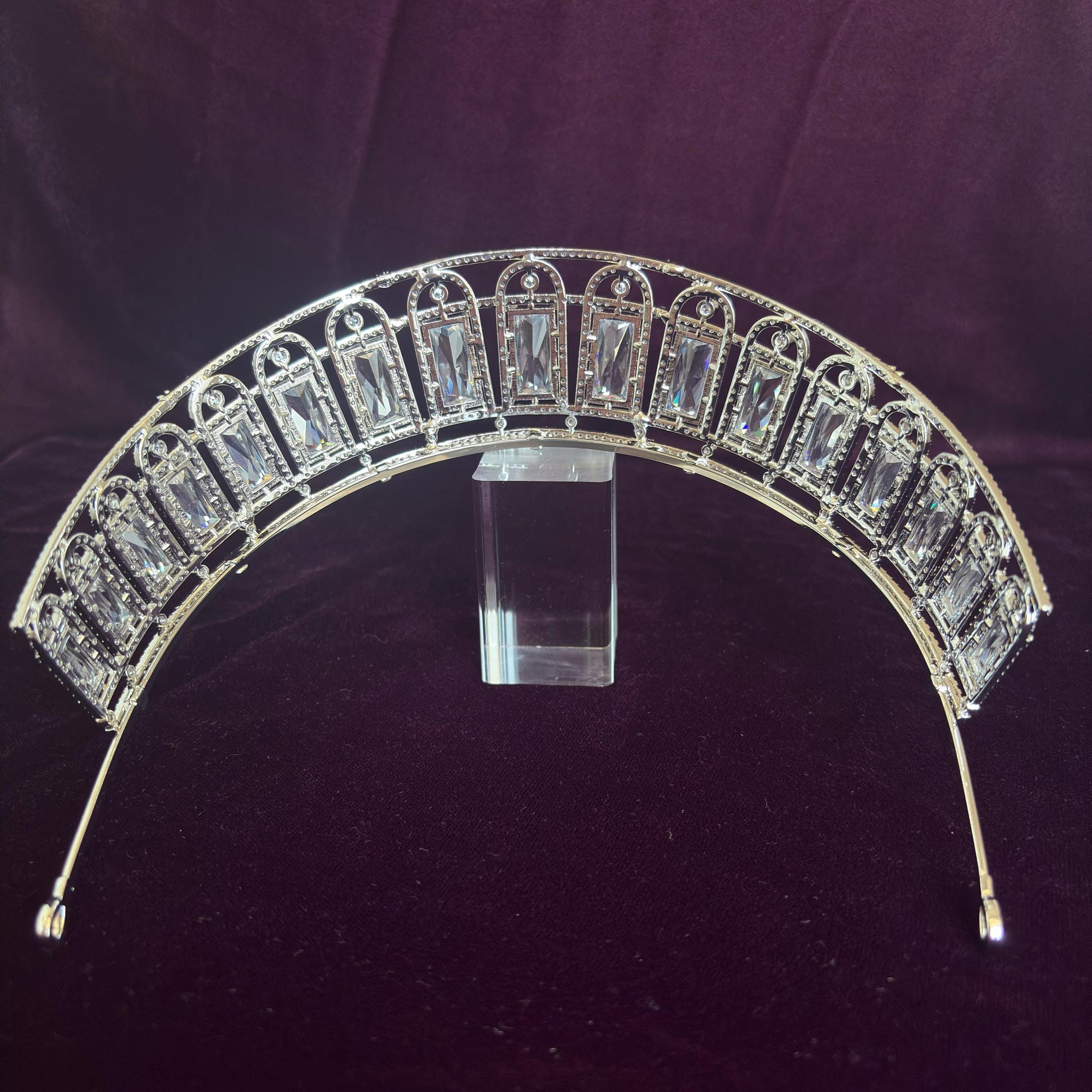 Ultra Reflective Cubic Zirconia Ethereal Bridal Crown Luxury Fairytale Goddess Style Handmade Cubic Zirconia Wedding Tiara for Photoshoots