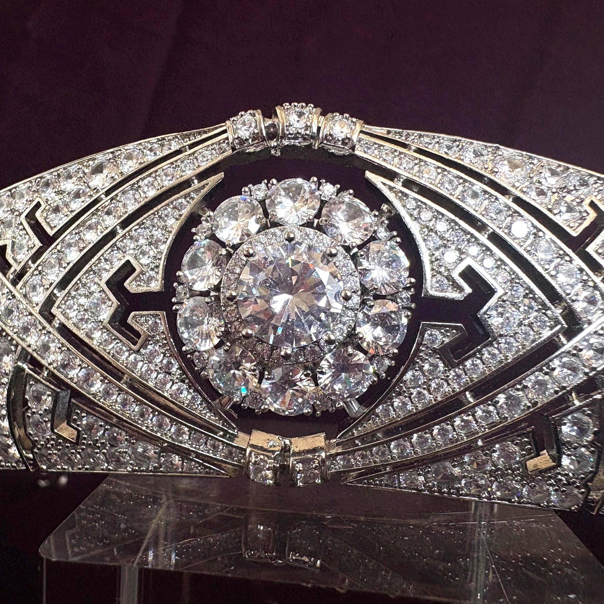 Classic Art Deco Vintage Royal Style Wedding Crown Floral Motifs Glam Sparkling Bridal Tiara 1920's Gatsby Party Prom Tiara