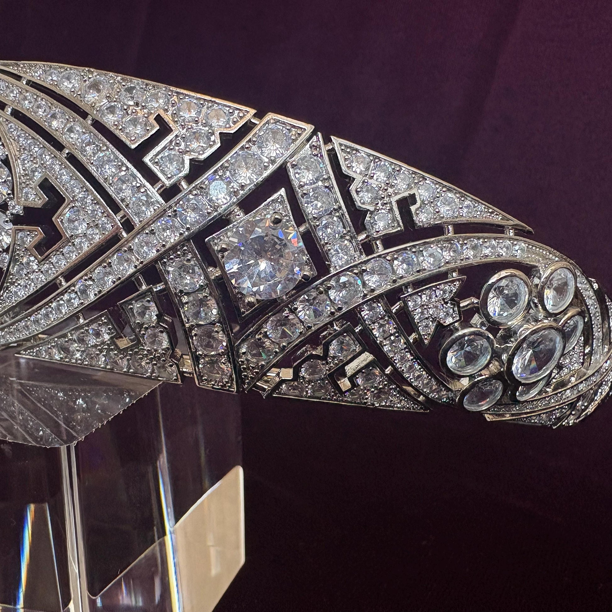 Classic Art Deco Vintage Royal Style Wedding Crown Floral Motifs Glam Sparkling Bridal Tiara 1920's Gatsby Party Prom Tiara