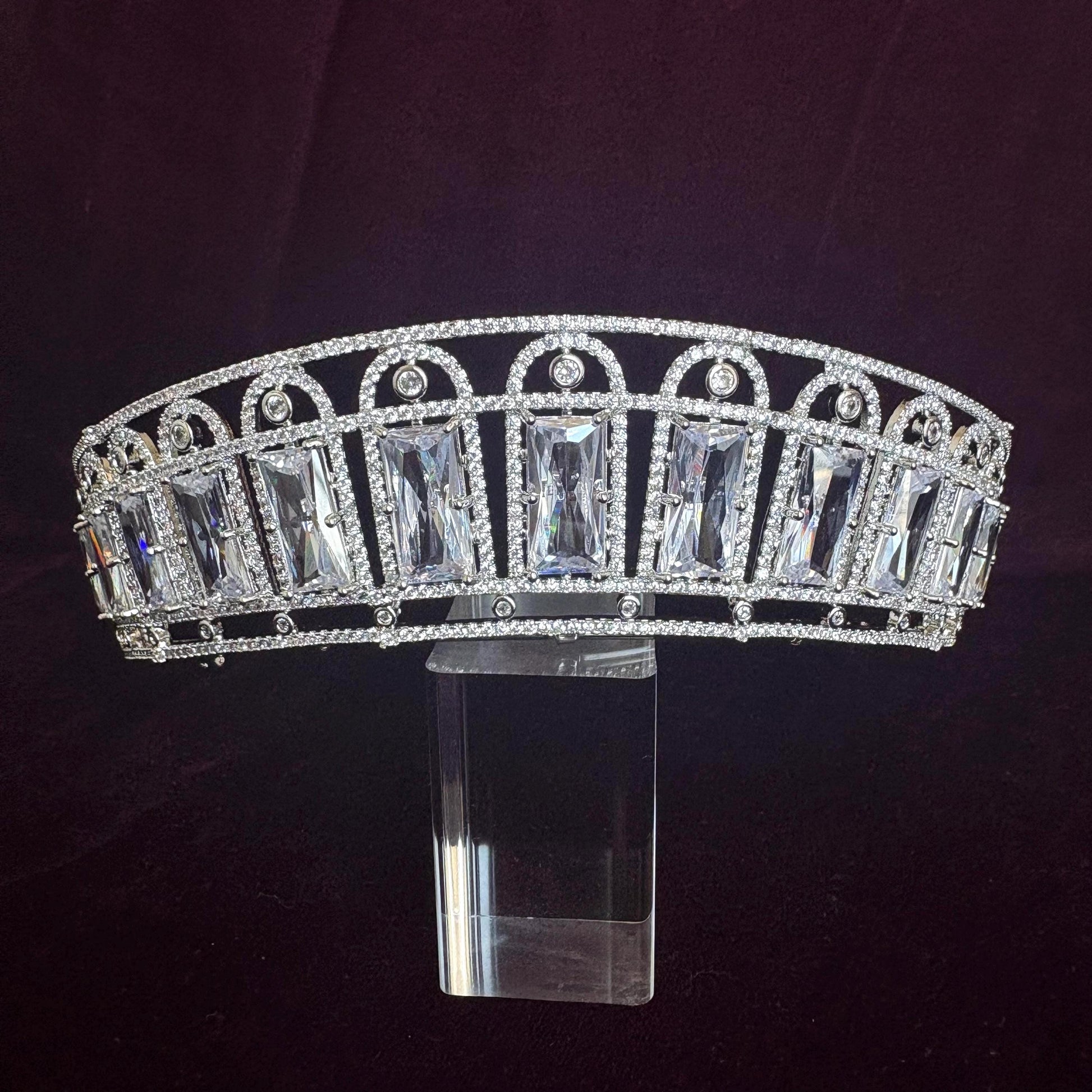 Ultra Reflective Cubic Zirconia Ethereal Bridal Crown Luxury Fairytale Goddess Style Handmade Cubic Zirconia Wedding Tiara for Photoshoots