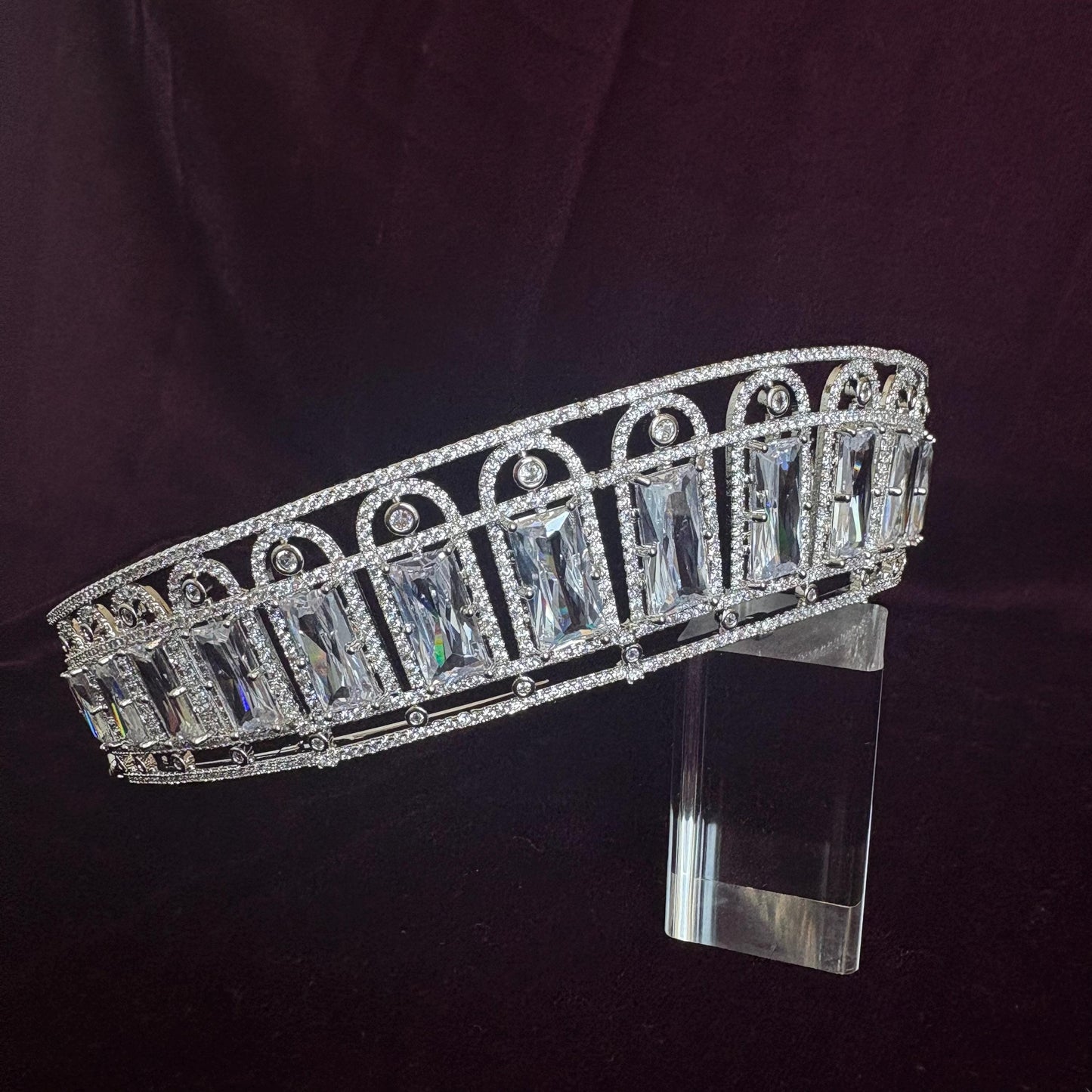 Whimsical Ultra Reflective Ethereal Bridal Crown Luxury Fairytale Goddess Style Handmade Cubic Zirconia Wedding Tiara for Photoshoots