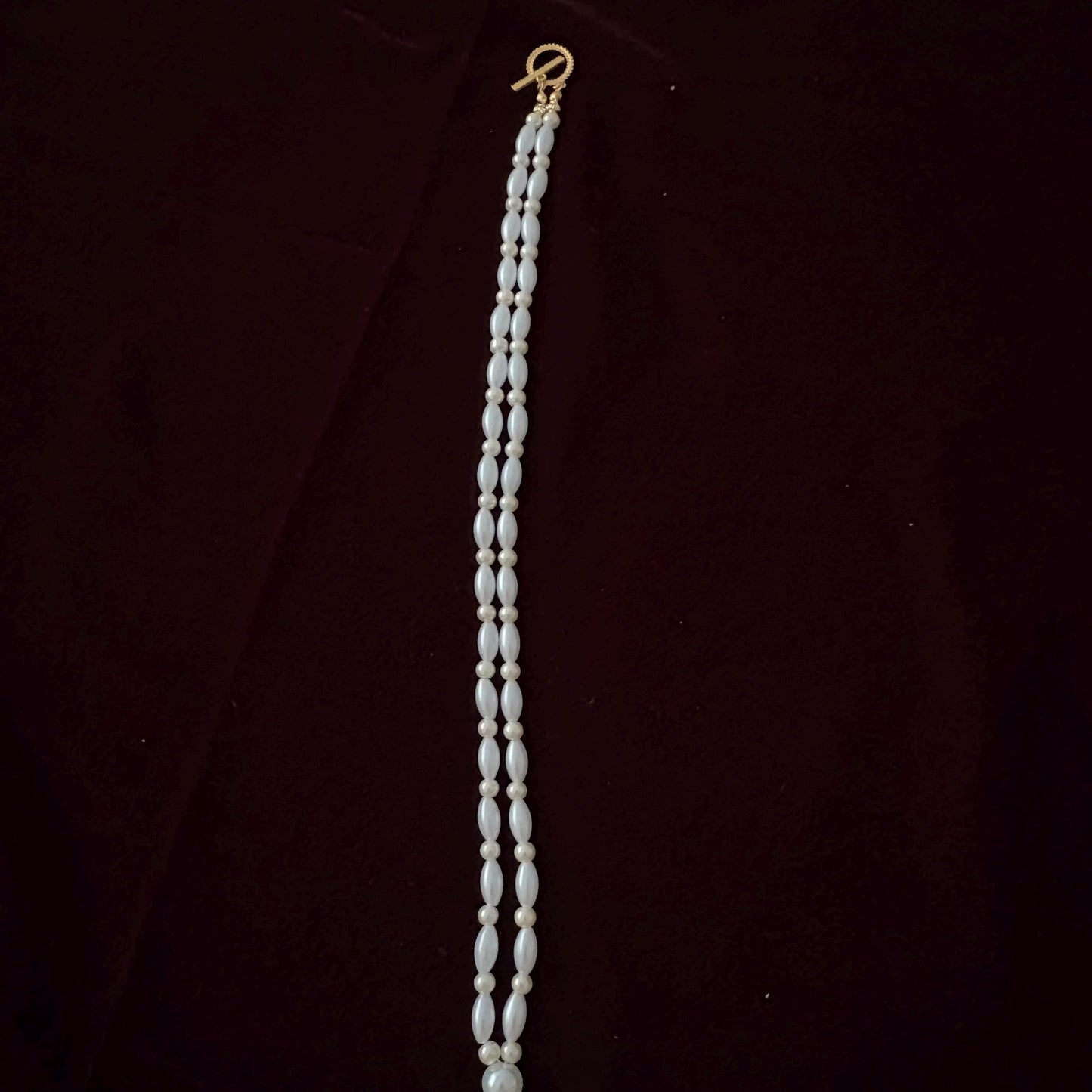 Glass Pearl Necklace with Tassel Elegant Y Shape Long Necklace Vintage Style