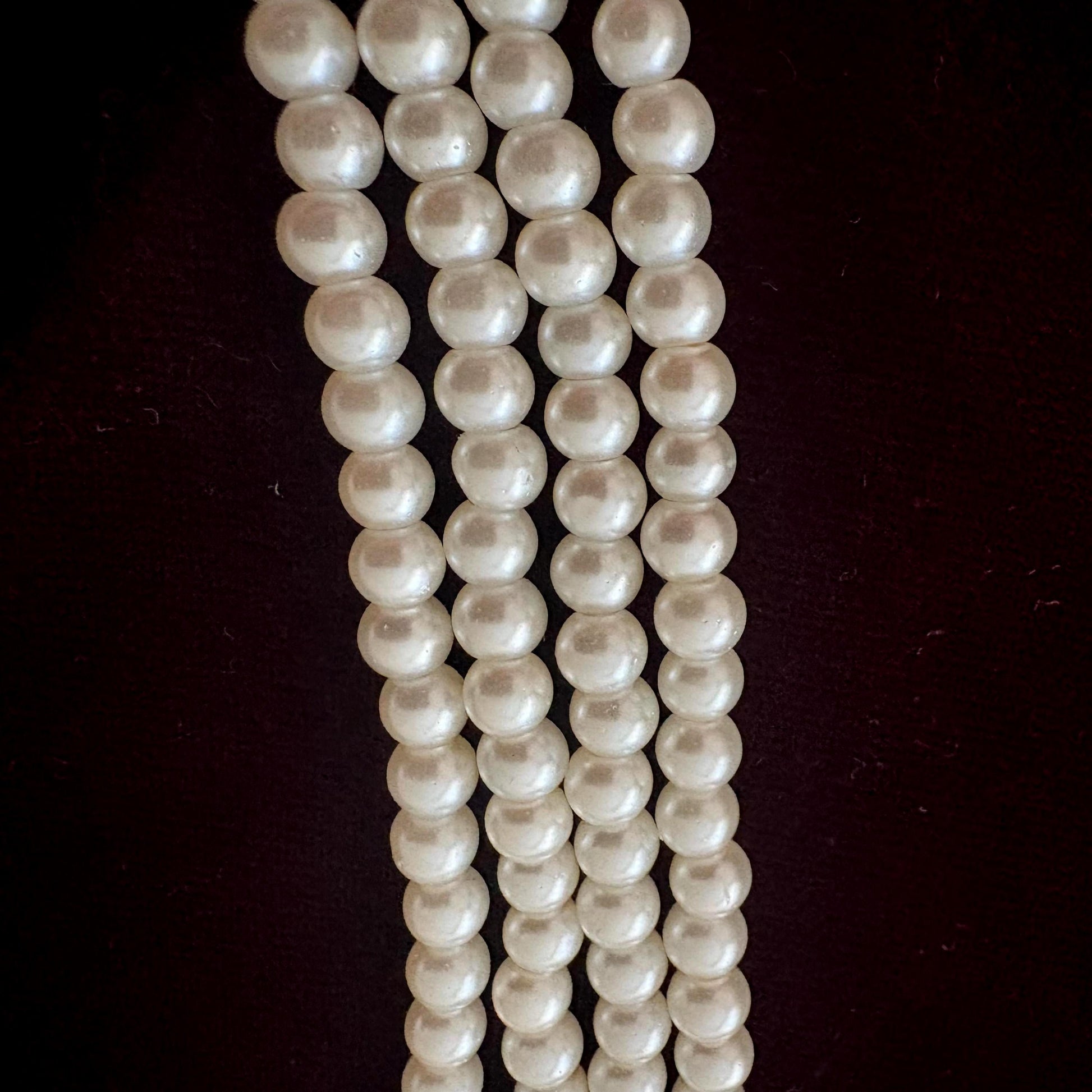 Art Deco Long Pearl Necklace Vintage Inspired Old Glam with Tassel Royal Court Style Gold Plated Clasp White Glass Pearls