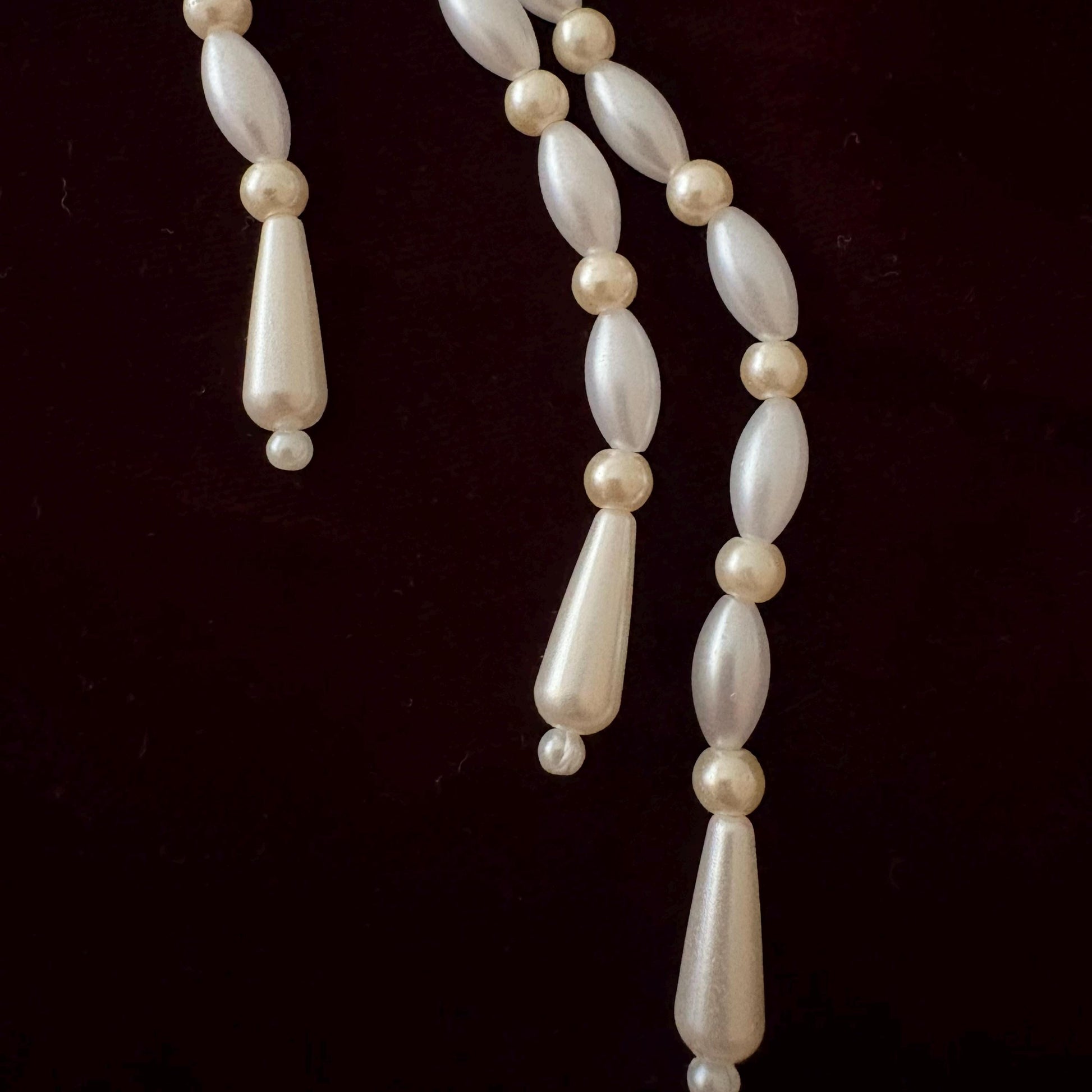 Glass Pearl Necklace with Tassel Elegant Y Shape Long Necklace Vintage Style