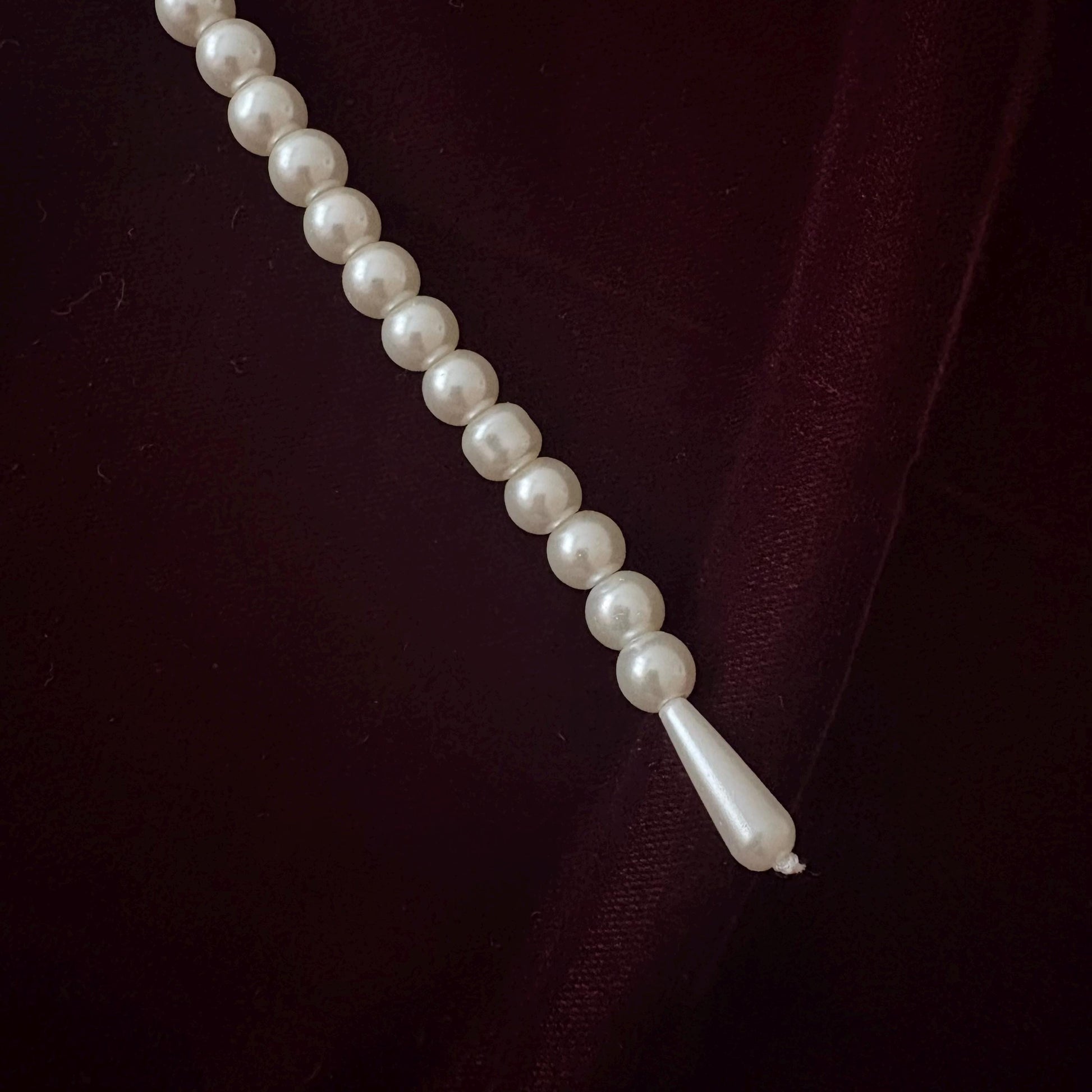 Y Style Double Layer Two Strand White & Gold Glass Pearl Long Necklace Handmade Artisan Jewelry