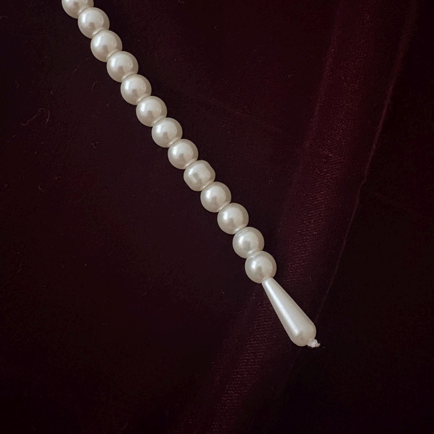 Double Layer Two Strand White & Gold Glass Pearl Long Necklace Gold Plated Clasp Y Style Tassel