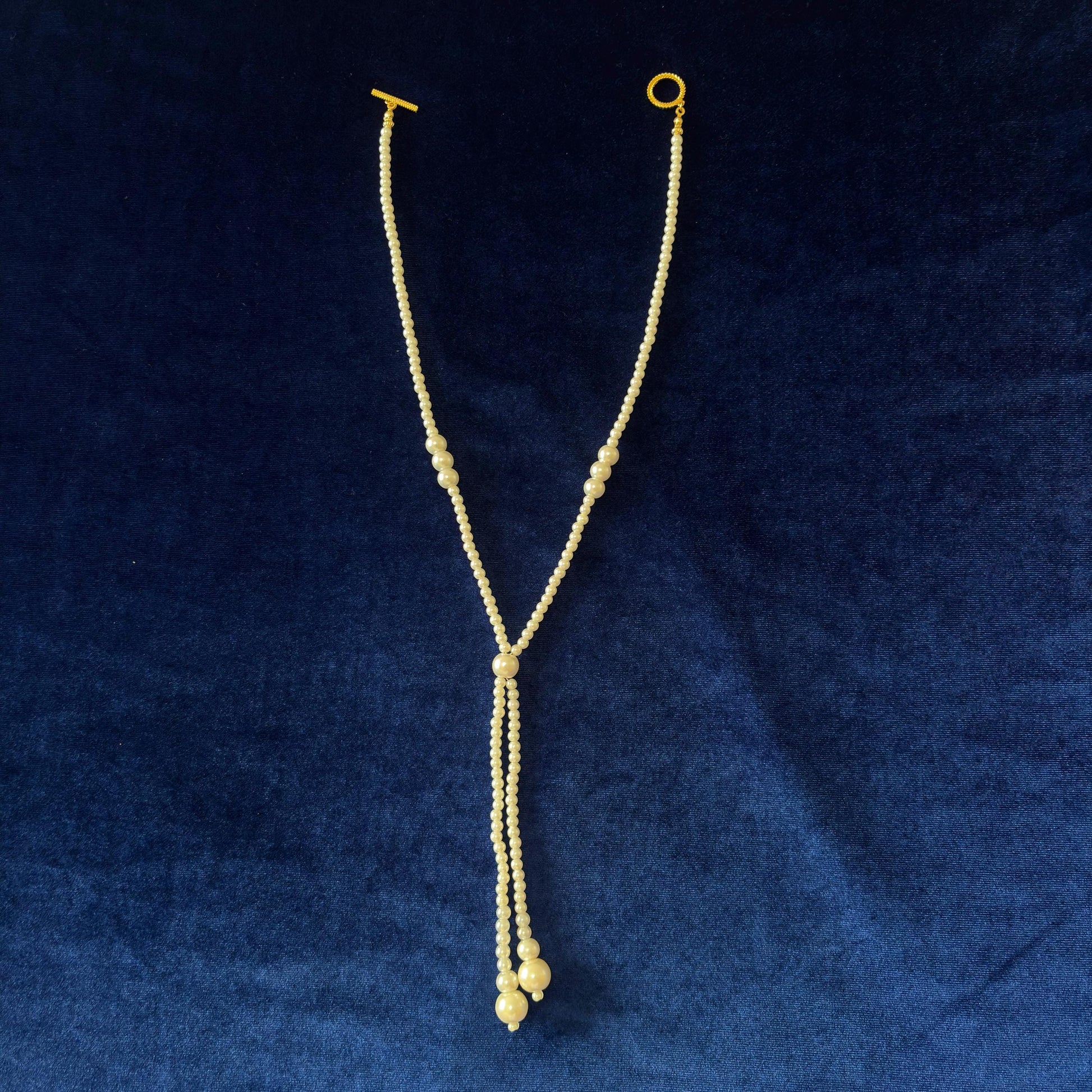 Y-Necklace Majorica White Pearl Long Necklace Y Style Classic Elegant Dainty Necklace wit Gold Plated T Clasp