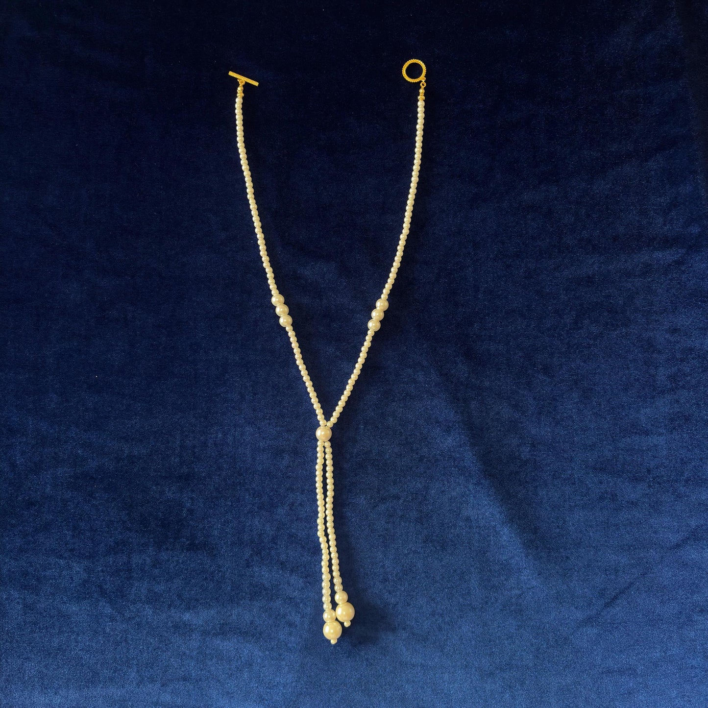 Y-Necklace Majorica White Pearl Long Necklace Y Style Classic Elegant Dainty Necklace wit Gold Plated T Clasp